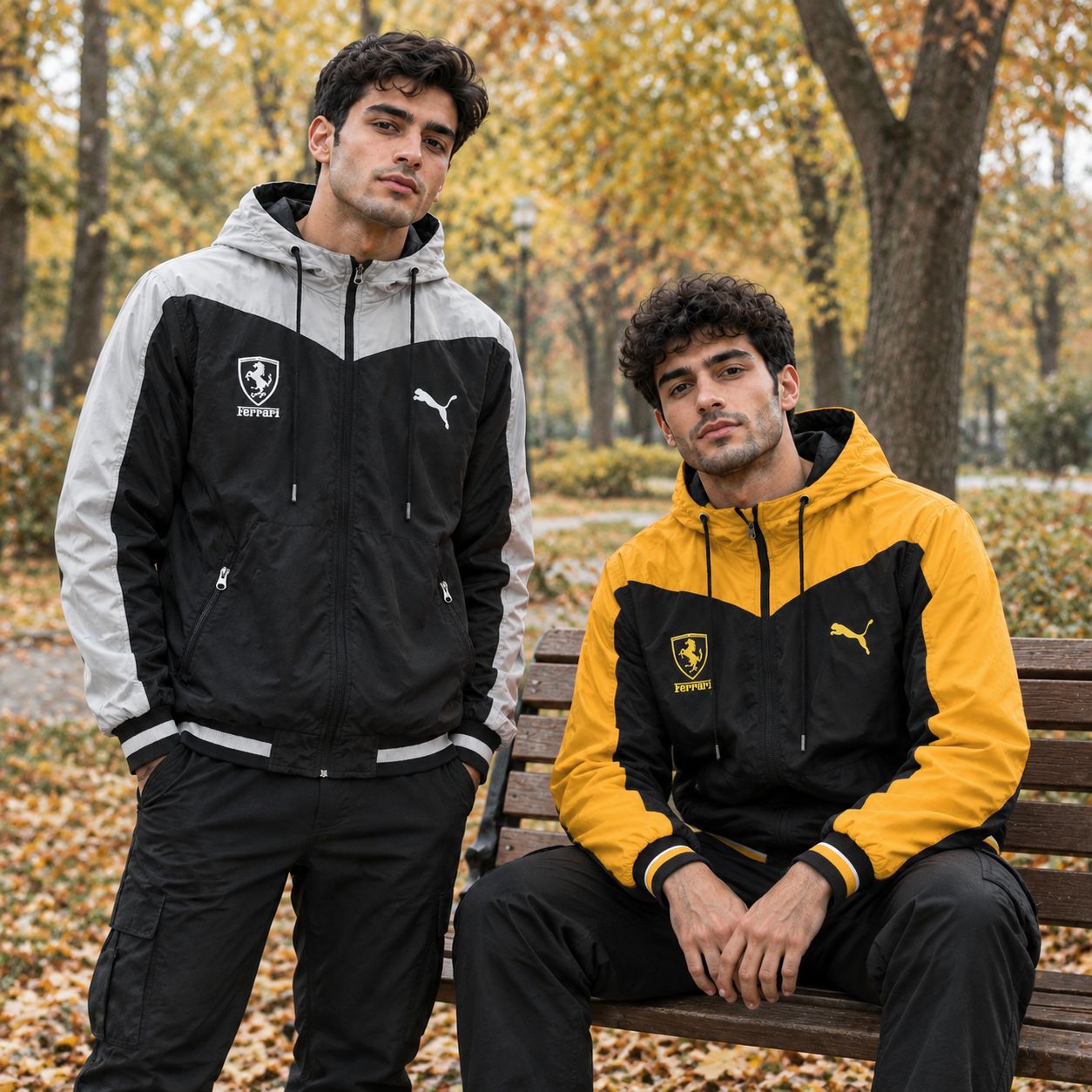 کاپشن مشکی زرد مردانه مدل Ferrari
