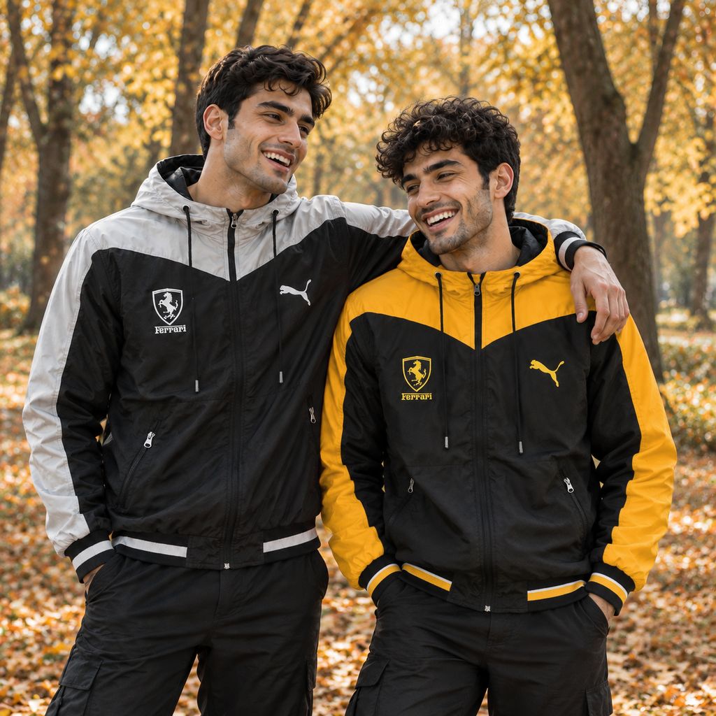 کاپشن مشکی طوسی مردانه مدل Ferrari