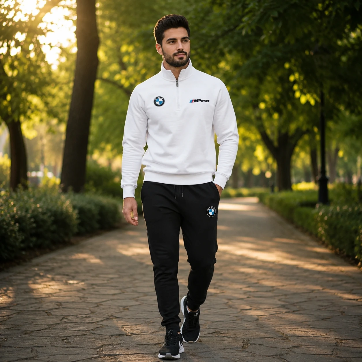 ست مردانه هودی نیم زیپ و شلوار مدل Mpower