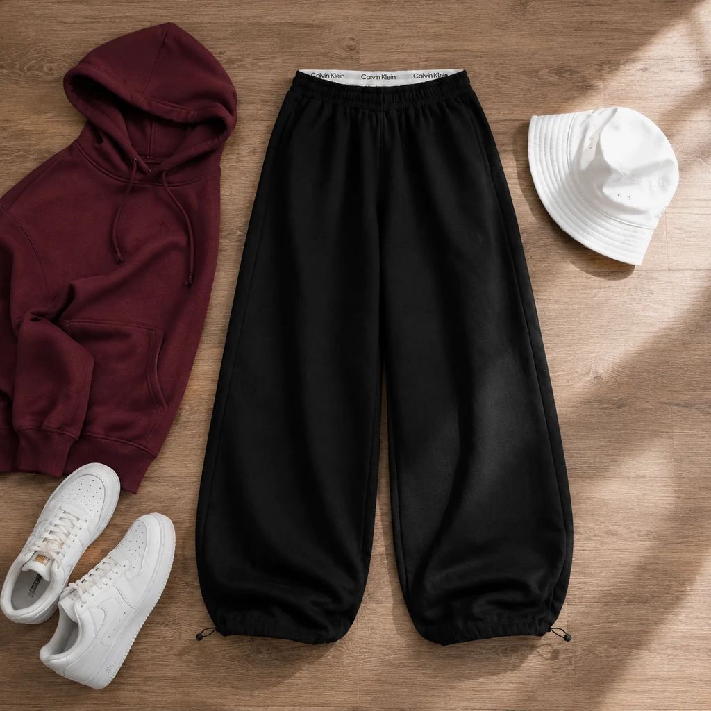 شلوار جاگر پاییزه فول بگ پینترستی مدل AZAD-مشکی
